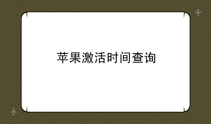 苹果激活时间查询