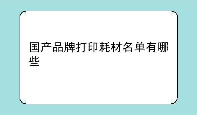 国产品牌打印耗材名单有哪些