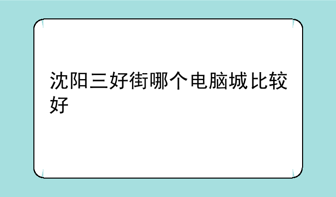 沈阳三好街哪个电脑城比较好