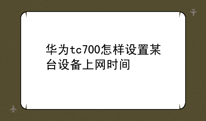 华为tc700怎样设置某台设备上网时间