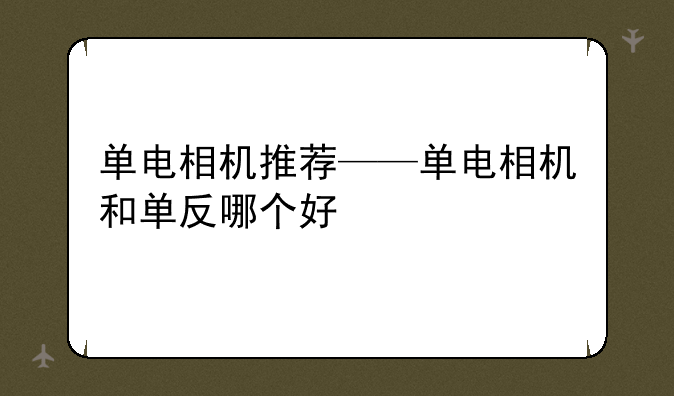 单电相机推荐——单电相机和单反哪个好