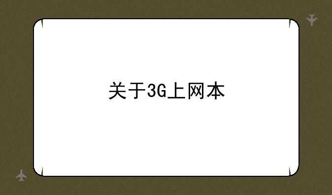 关于3G上网本