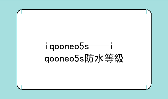 iqooneo5s——iqooneo5s防水等级